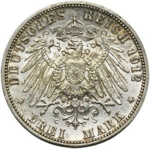 Germany, Kingdom of Prussia, Wilhelm II, 3 Mark Berlin 1912 A