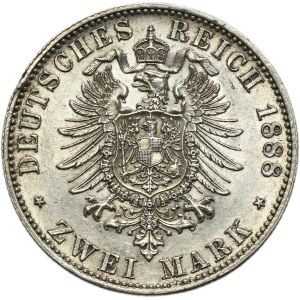 Germany, Kingdom of Prussia, Friedrich III, 2 Mark Berlin 1888 A