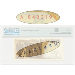 500 złotych 1974 - A 8483191 - SPECIMEN tylko na rewersie - PMG 65 EPQ - RZADKOŚĆ - numeracja bieżąca