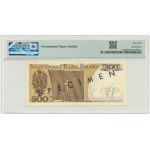 500 złotych 1974 - A 8483191 - SPECIMEN tylko na rewersie - PMG 65 EPQ - RZADKOŚĆ - numeracja bieżąca