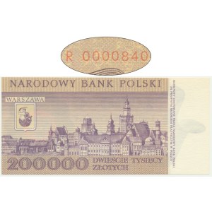200,000 zl 1989 - R 0000840 - low serial number -.