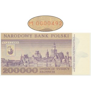 200,000 zl 1989 - M 0000492 - low serial number -.