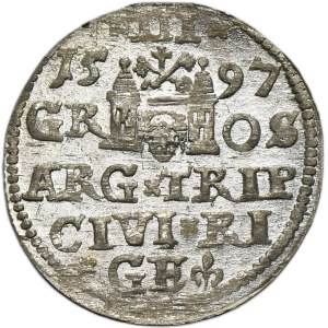 Sigismund III Vasa, 3 Groschen Riga 1597 - LI
