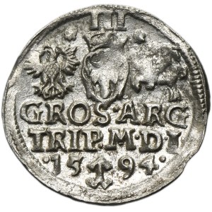Sigismund III Vasa, 3 Groschen Vilnius 1594 - stars on sides III