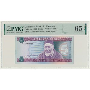 Lithuania, 5 Litai 1993 - PMG 65 EPQ