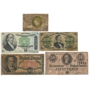USA, lot 25-50 Cents 1863-75 (5 pcs.)