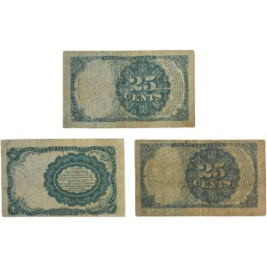 USA, 10-25 Cent Satz 1874 (3 Stück).