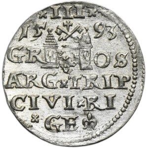 Sigismund III Vasa, 3 Groschen Riga 1593 - LIV