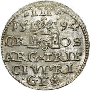 Sigismund III Vasa, 3 Groschen Riga 1594 - LI