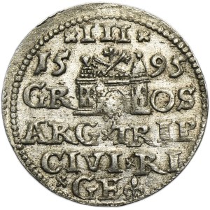 Sigismund III Vasa, 3 Groschen Riga 1595 - LI