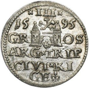 Sigismund III Vasa, 3 Groschen Riga 1595 - LI