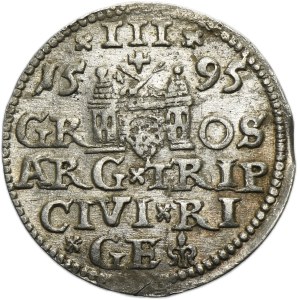 Sigismund III Vasa, 3 Groschen Riga 1595 - LI