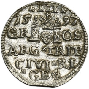 Sigismund III Vasa, 3 Groschen Riga 1597 - LI