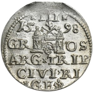 Sigismund III Vasa, 3 Groschen Riga 1598 - no punctuation between DG