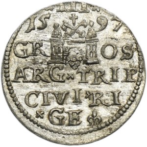 Sigismund III Vasa, 3 Groschen Riga 1597 - LI