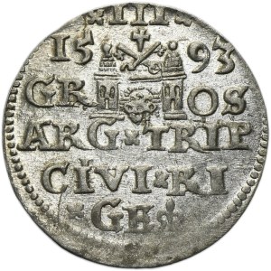 Sigismund III Vasa, 3 Groschen Riga 1593 - LIV