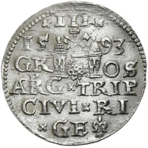 Sigismund III Vasa, 3 Groschen Riga 1593 - LIV