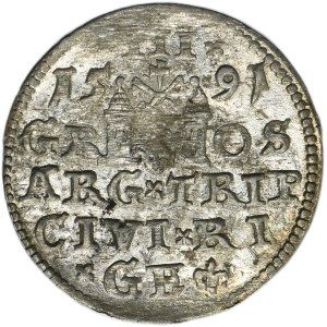 Sigismund III Vasa, 3 Groschen Riga 1591 - LI