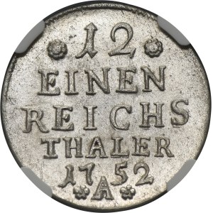 Germany, Kingdom of Prussia, Friedrich II, 1/12 Thaler Berlin 1752 A - NGC MS63