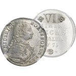 Silesia, Prussian rule, Friedrich II, 1/6 Thaler Breslau 1751 B - NGC MS64