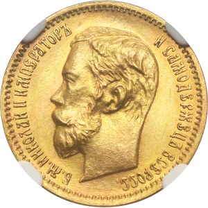Russia, Nicholas II, 5 Rouble Petersburg 1902 AP - NGC MS63