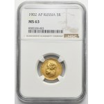 Russia, Nicholas II, 5 Rouble Petersburg 1902 AP - NGC MS63