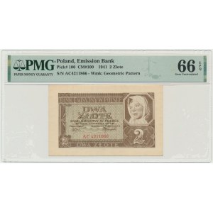 2 oro 1941 - AB - PMG 66 EPQ - serie rara