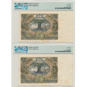 100 zlotých 1932 - Ser.AS. - PMG 53 - WERTLOS - (2 ks) - poradové čísla