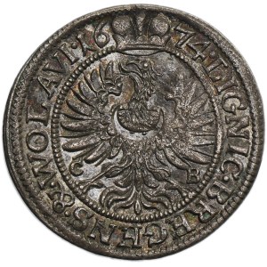 Silsia, Duchy of Liegnitz-Brieg-Wohlau, Georg Wilhelm, 3 Kreuzer Brieg 1674 CB