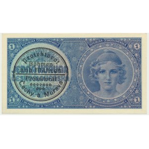 Bohemia & Moravia, 1 Koruna (1939) - with handstamp -