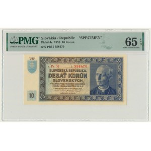 Slovaquie, 10 couronnes 1939 - MODÈLE - PMG 65 EPQ