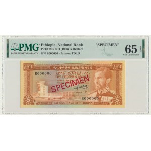 Ethiopia, 5 Dollars (1966) - SPECIMEN - PMG 65 EPQ