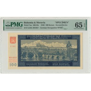 Bohemia and Moravia, 100 Korun 1940 - II issue - SPECIMEN - PMG 65 EPQ