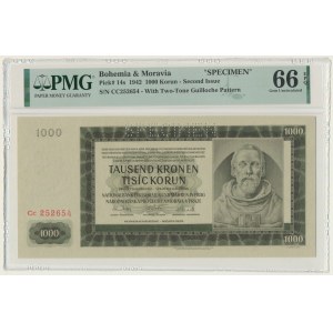 Czechy i Morawy, 1.000 koron 1942 - II emisja - WZÓR - PMG 66 EPQ