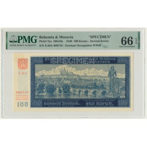 Bohemia and Moravia, 100 Korun 1940 - II issue - SPECIMEN - PMG 66 EPQ