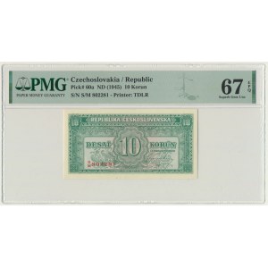 Czechoslovakia, 10 Korun (1945) - PMG 67 EPQ