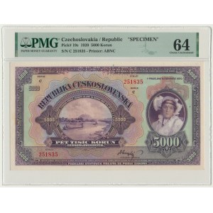 Czechoslovakia, 5.000 Korun 1920 - SPECIMEN - PMG 64