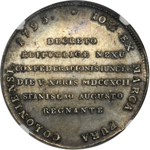 Poniatowski, Targowica 1793 Taler - NGC MS62 - ex. Sammlung Carolina