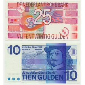 Netherlands, set of 10-25 Gulden 1968-89 (2 pieces)