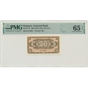 Bulgaria, 20 Leva 1950 - PMG 65 EPQ