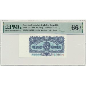 Czechoslovakia, 3 Koruny 1961 - PMG 66 EPQ