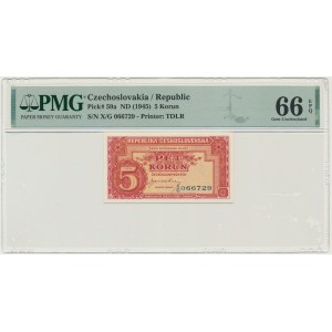 Czechoslovakia, 5 Korun (1945) - PMG 66 EPQ