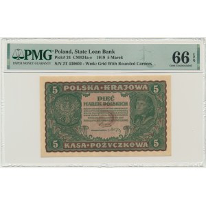 5 marks 1919 - II Series T - PMG 66 EPQ