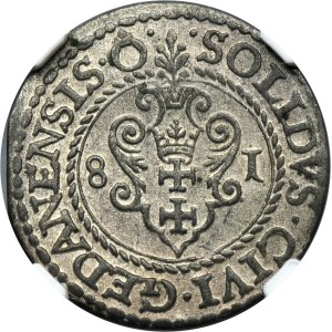 Stephen Bathory, Schilling Danzig 1581 - NGC AU55