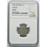 Stephen Bathory, Schilling Danzig 1581 - NGC AU55