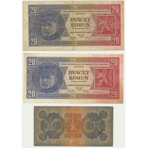 Czechoslovakia, set 5-20 Korun 1921-26 (3 pcs.)
