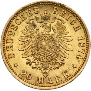 Germany, Kingdom of Prussia, Wilhelm I, 20 Mark Berlin 1874 A