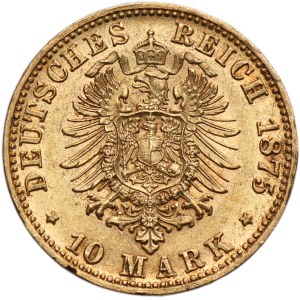 Deutschland, Königreich Sachsen, Albert, 10 Mark Dresden 1875 E