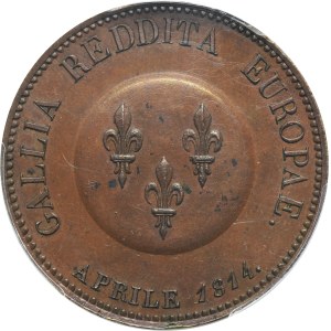 France, Louis XVIII, Medallic 5 Franc Paris 1814 - Tsar Alexander I - PCGS SP64BN