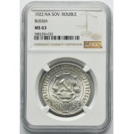 Russia, RSFSR, 1 Rouble Petersburg 1922 A•Г - NGC MS63